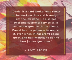 quote thanking employee daniel for his work